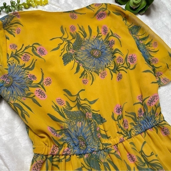 Madewell Sweetgrass Ruffle Sleeved Georgette Dress in Painted Blooms NWT Size 0 - Picture 8 of 16